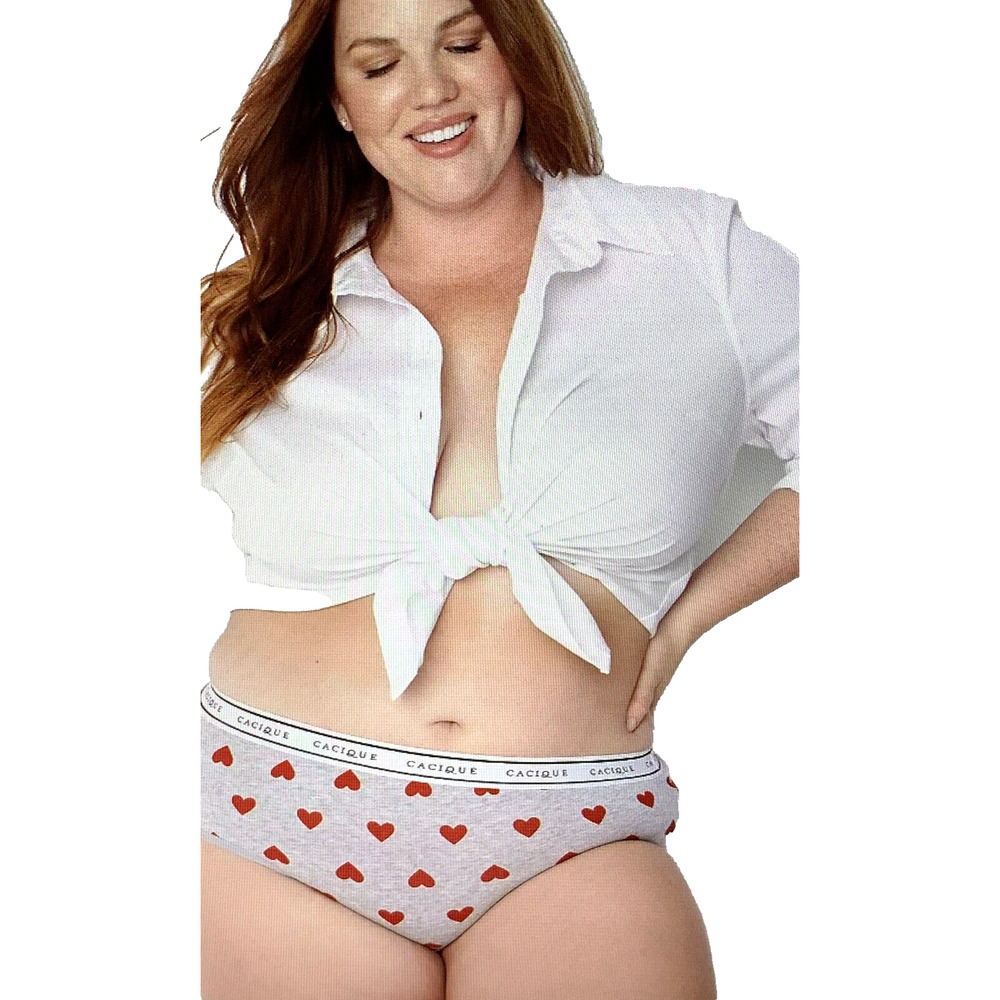 NWT Lane Bryant Light Gray and Red Hearts Cotton Hipster Panties Size 14 16 XL